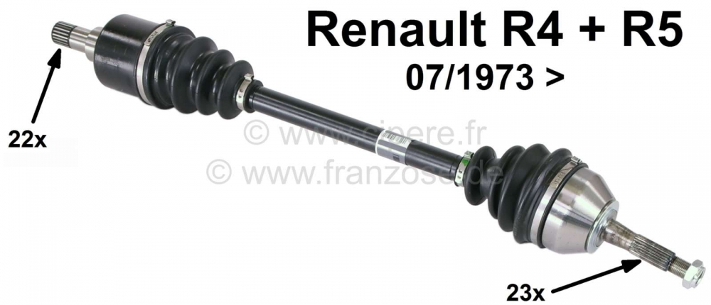 Renault - R4, aandrijfas. Geschikt voor Renault R4 + R5 (past links + rechts), vanaf modeljaar 07/19