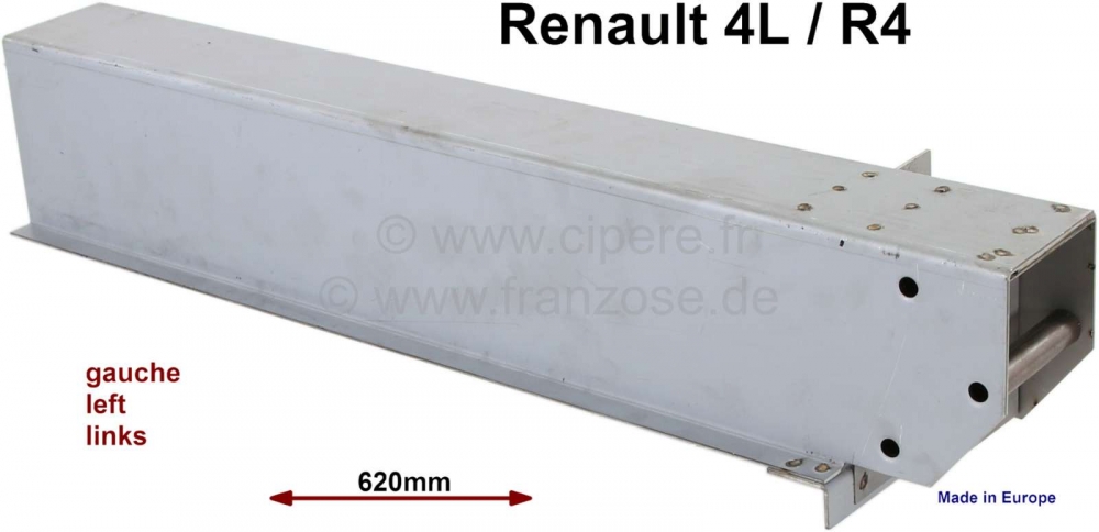Renault - R4, achterbrugdrager (ligger) linksachter. Met deel van de buitenste framerail skirt (zond