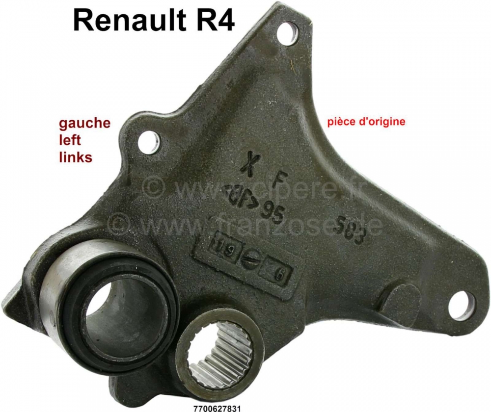 Renault - R4, torsiestanghouder rechtsachter. Fijn getand. Origineel Renault, geen replica. Geschikt