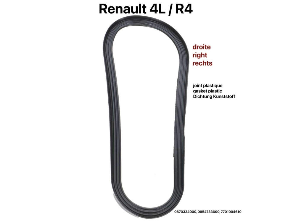Renault - R4, afdichting voor achterlichtkap rechts. Geschikt voor Renault R4 Berline. De afdichting