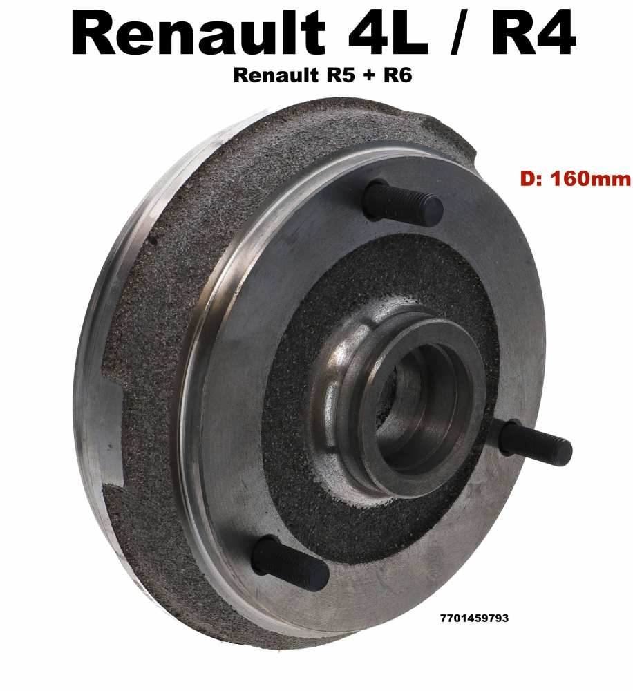 Renault - Achterremtrommel (per stuk). Geschikt voor Renault R4 (852cc), tot bouwjaar 08/1986, Renau