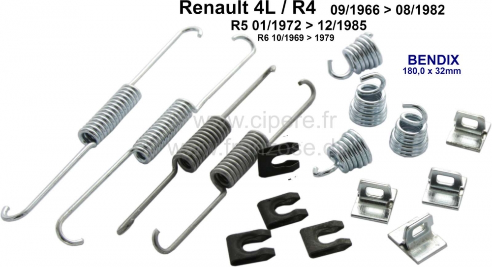 Renault - Remschoenset (achter). Remsysteem: Bendix. Geschikt voor Renault R4, vanaf bouwjaar 09/196