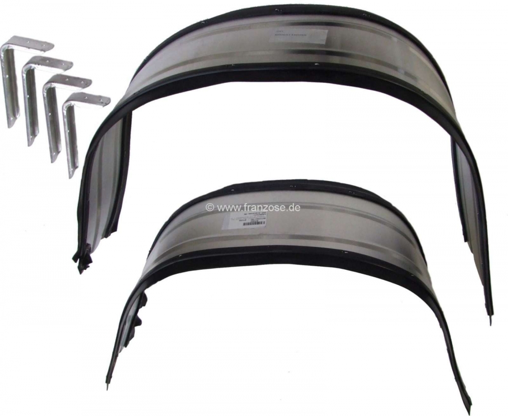 Renault - R4, inzetstukken binnenspatbord achter (2 stuks). Deze aluminium binnenspatborden worden a