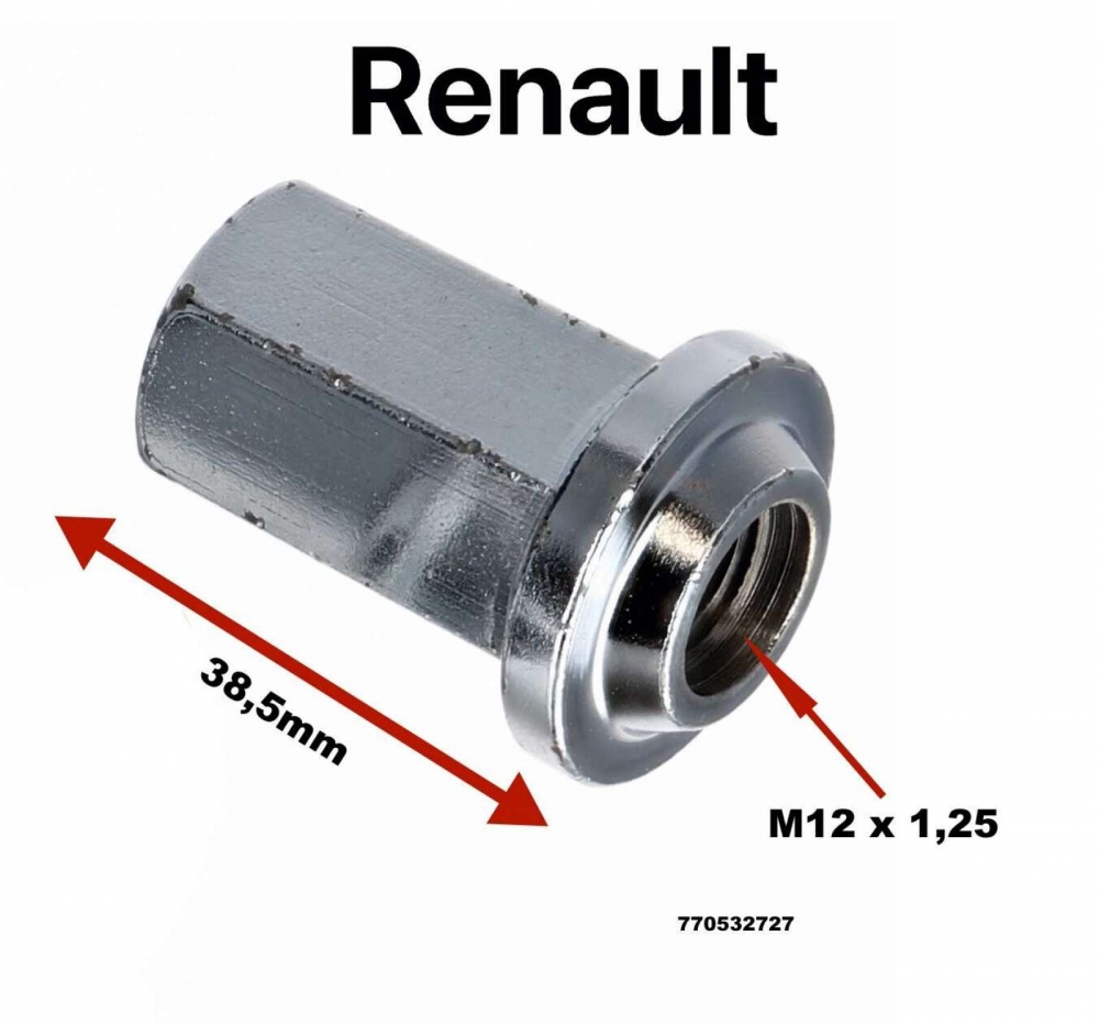 Renault - Wielmoer, geschikt voor luxe modellen R16TX, R12, R15, R17, R18, R20, R30 enz. Schroefdraa