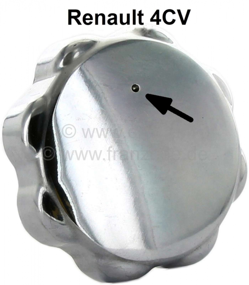 Renault - 4CV, aluminium tankdop. Geschikt voor Renault 4CV. Of. Nr. 9832142