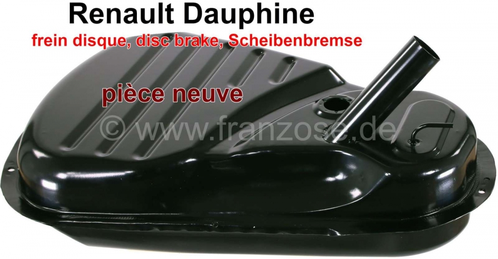 Renault - Dauphine, benzinetank (nieuw onderdeel). Geschikt voor Renault Dauphine met schijfrem.