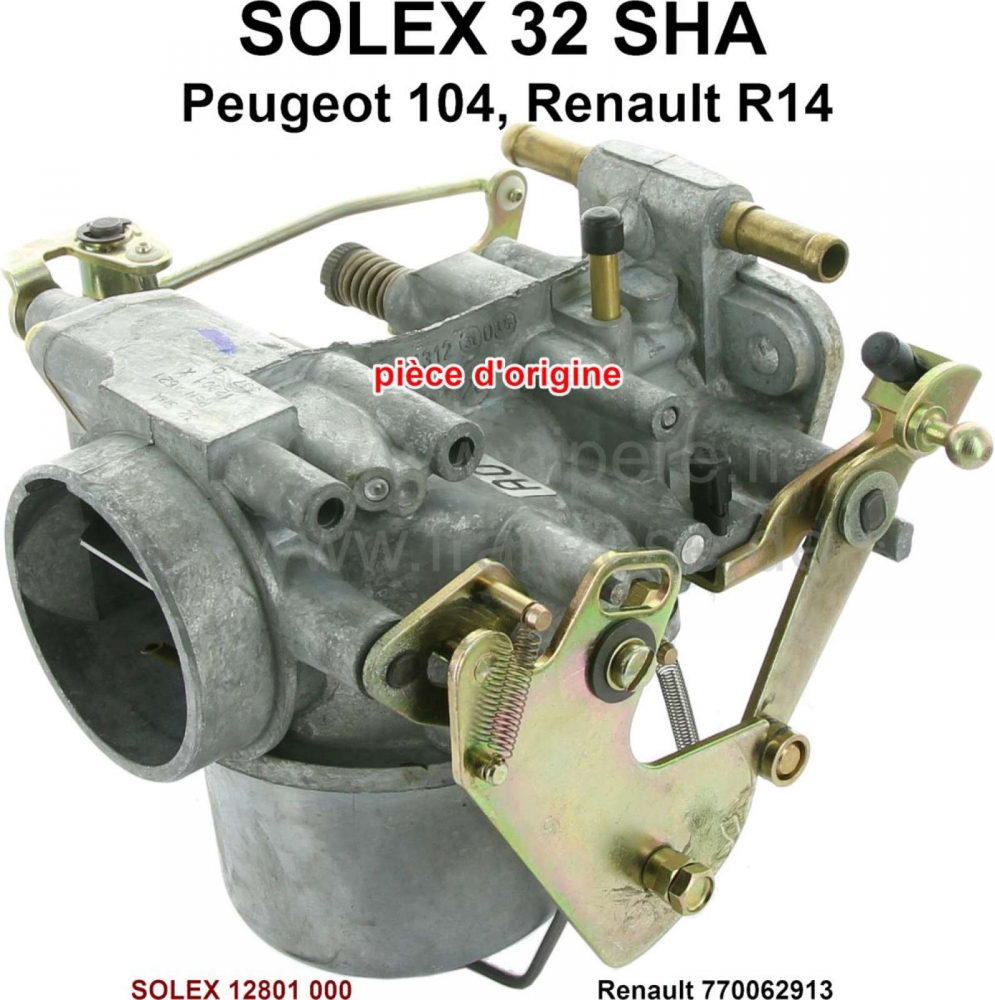 Peugeot - P 104/R14, carburateur SOLEX 32SHA (geen replica). Carburateur diameter: 32mm. Geschikt vo