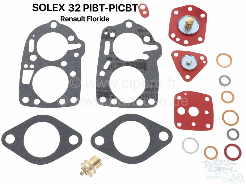 Renault - Carburateur pakkingset Solex 32 PIBT-PICBT. Geschikt voor Renault Floride. Het membraan he