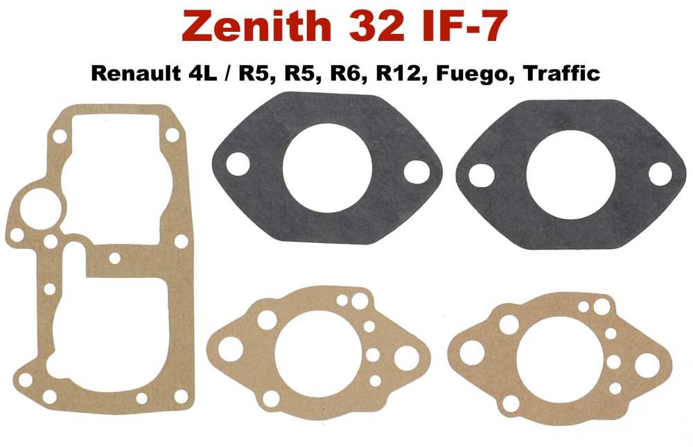Renault - Zenith 32 IF-7, Carburateur pakkingset Zenith 32 IF-7, geschikt voor Renault R4, R5, R6, R