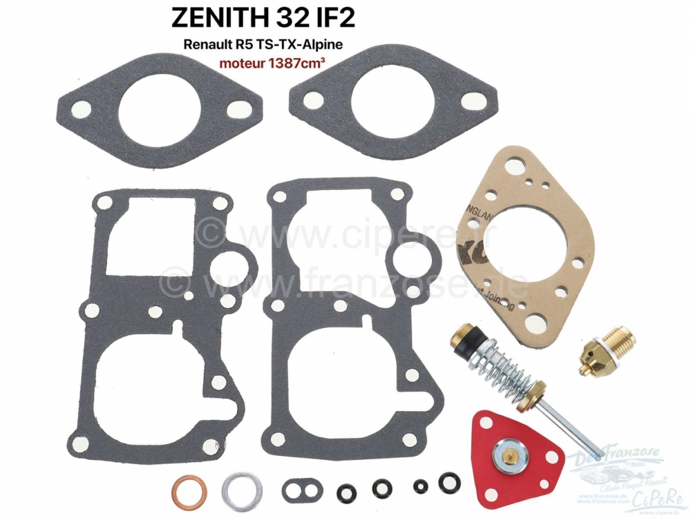 Peugeot - Zenith 32IF2, Carburateurreparatieset Zenith 32 IF 2, geschikt voor Renault R5 TS-TX-Alpin