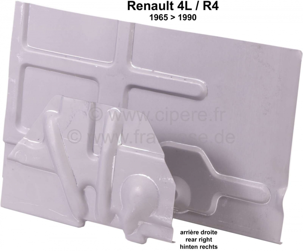 Renault - R4, binnenspatbord rechts achter, reparatiepanelen vooraan + verstevigingspaneel. Geschikt
