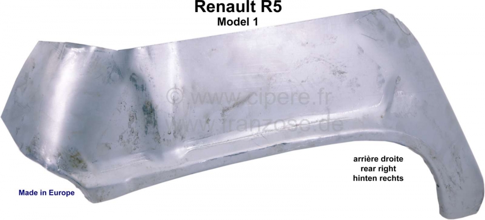 Renault - R5, binnenste wielprofielplaat rechtsachter. Geschikt voor Renault R5. Gemaakt in Europa.