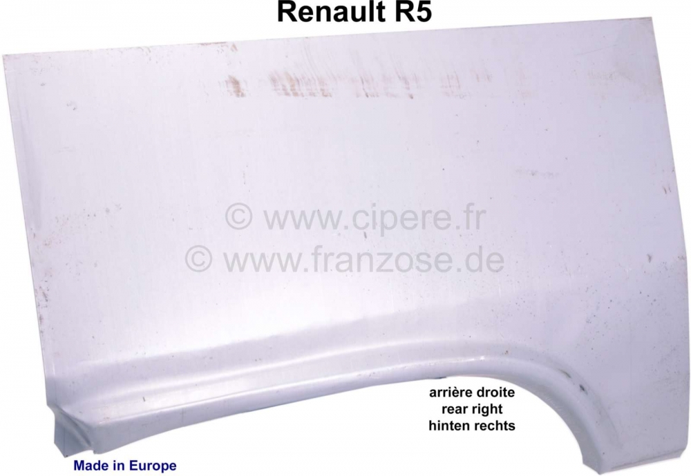 Renault - R5, wielkastbeschermer rechtsachter (spatbordgedeelte). Geschikt voor Renault R5. Gemaakt 