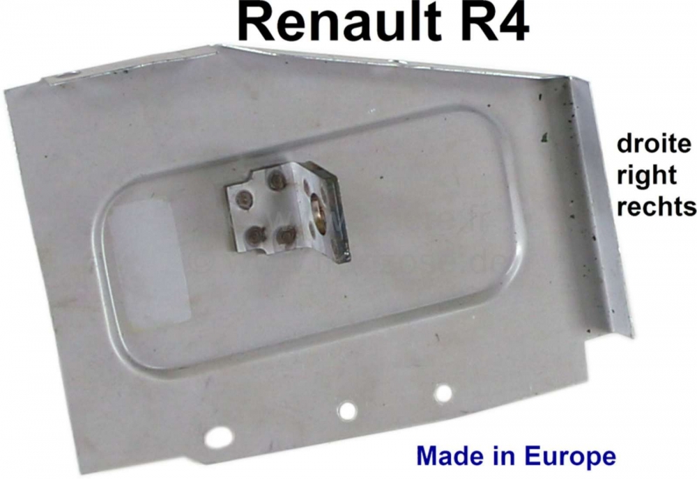 Renault - R4, borgplaat achter (achter) rechts compleet, voor de achterste dwarsbalk (chassis). Gesc