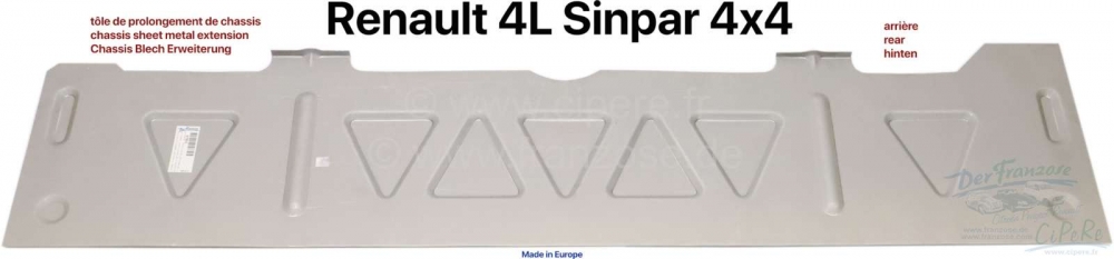 Renault - R4 SIMPAR, chassisplaat verlenging, voor Renault R4 SIMPAR 4x4 (dit is de plaat vanaf de o