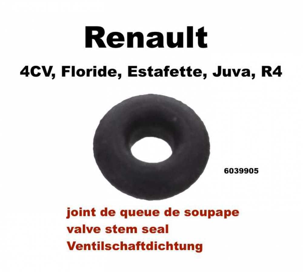 Renault - Klepsteelafdichting (rubberen ring). Geschikt voor Renault 4CV, Foride, Estafette 1 versie