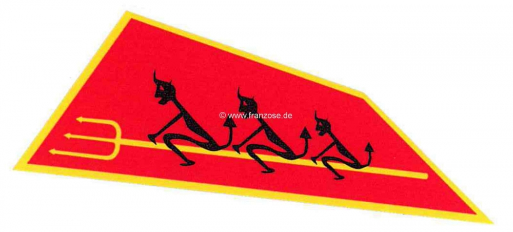 Alle - Sticker met 3 duivels. Geschikt voor Renault R3 (R3 met 3CV). Deze sticker zat op het klep