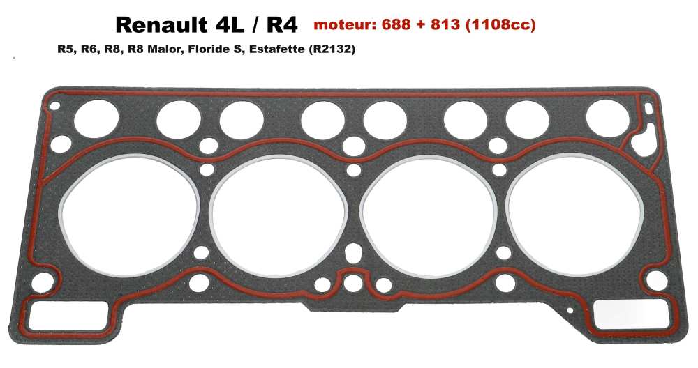 Renault - R4/R5/R8, cilinderkoppakking. Motor: 688, 813 (1108cc). Geschikt voor Renault R4 1.1L, van