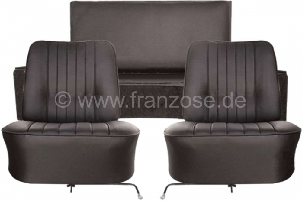 Renault - Floride, stoelhoezen (2x voorbank, 1x achterbank). Zwart kunstleer. Geschikt voor Renault 