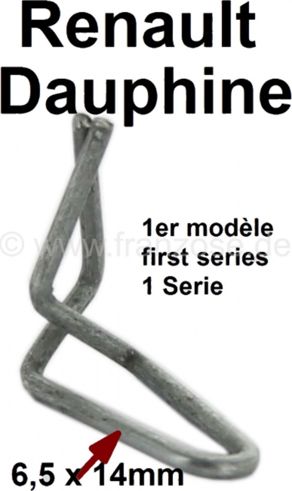Renault - Dauphine, clip voor de deurlijst. Geschikt voor Renault Dauphine (1-serie)