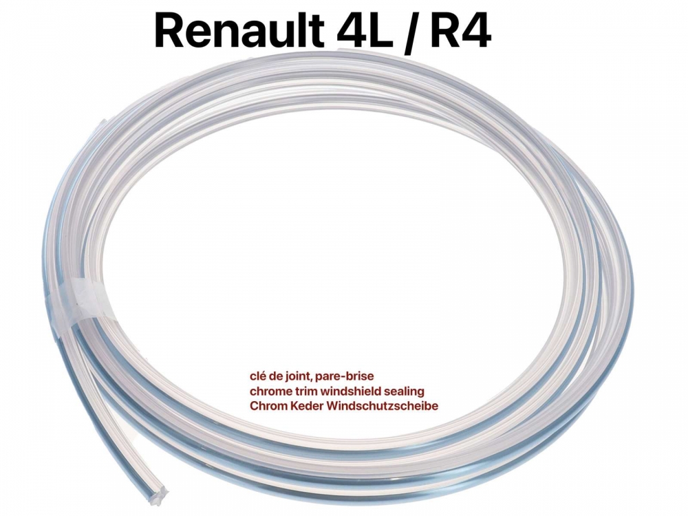 Renault - R4, chromen bies voor de voorruit. Geschikt voor Renault R4. Lengte: 280cm.