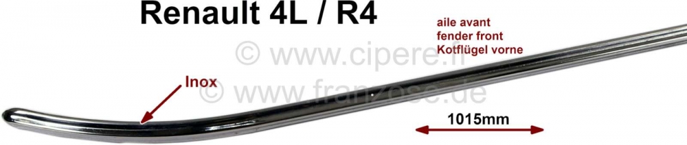Renault - R4, sierlijst, gemaakt van gepolijst roestvrij staal. Voorspatbord, montage links + rechts