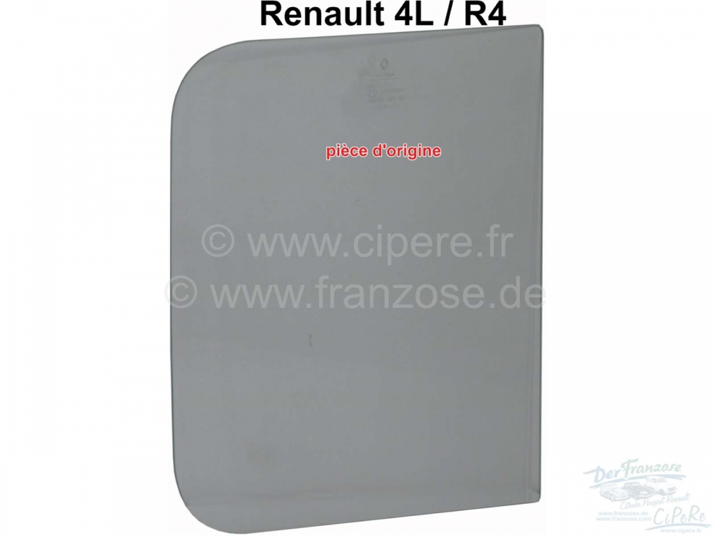 Renault - R4, zijruit (vaste ruit), voor de achterdeur (voorruit). Geschikt voor Renault R4, met sch