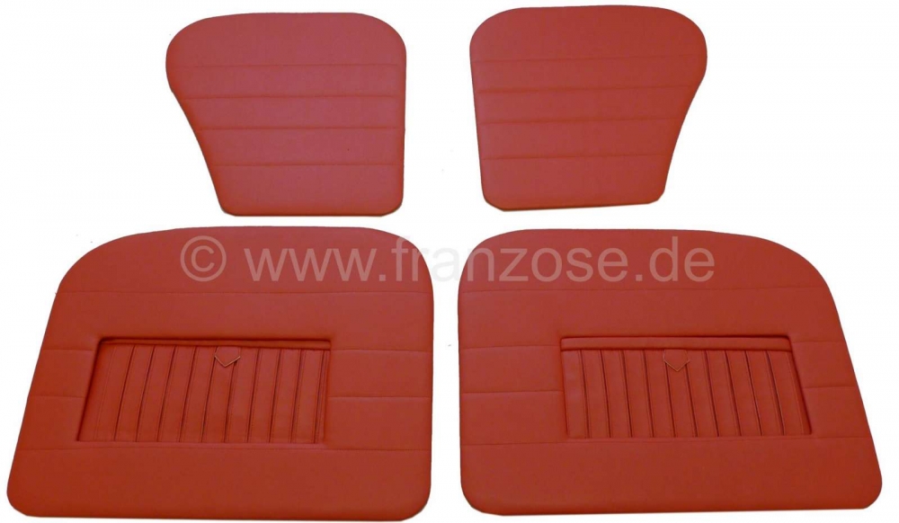 Renault - Dauphine, deurpanelen set (4 stuks). Kleur: kunstleer rood. Geschikt voor Renault Dauphine