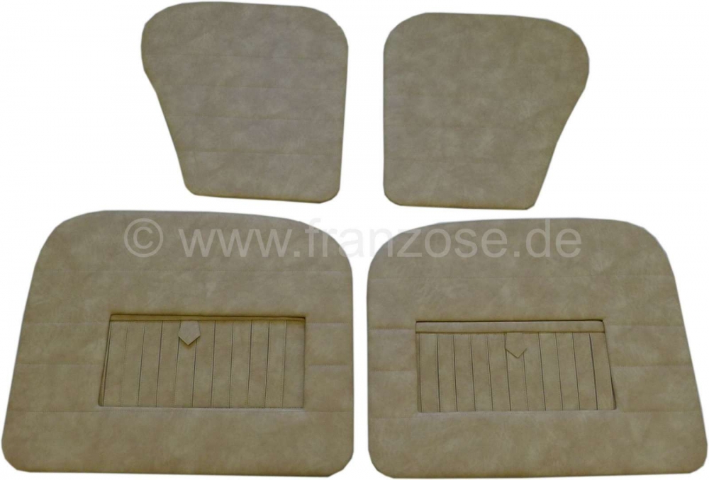 Renault - Dauphine, deurpanelen set (4 stuks). Kleur: Paille kunstleer, met kaartvak. Geschikt voor 