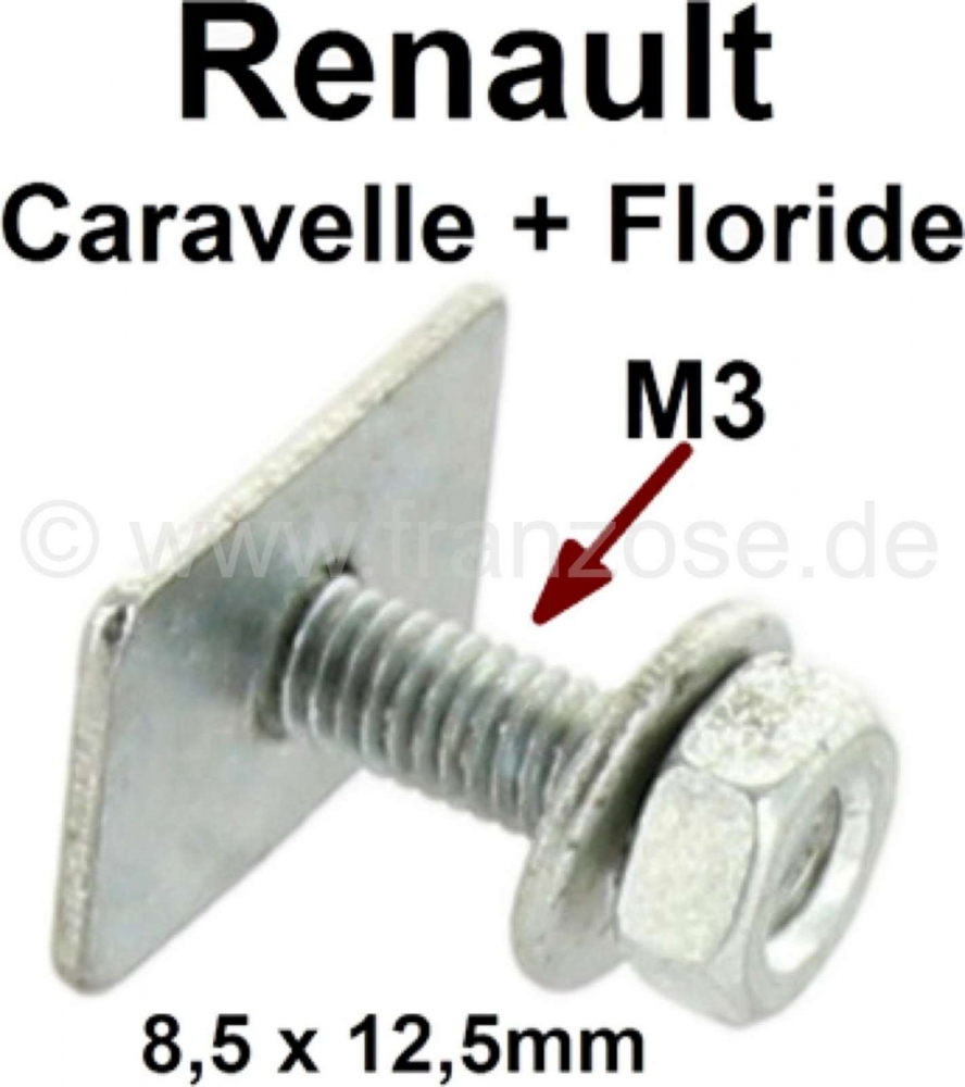 Renault - Floride/Caravelle, clip voor de deurbekleding (vierkant met 15mm schroefdraad). Geschikt v