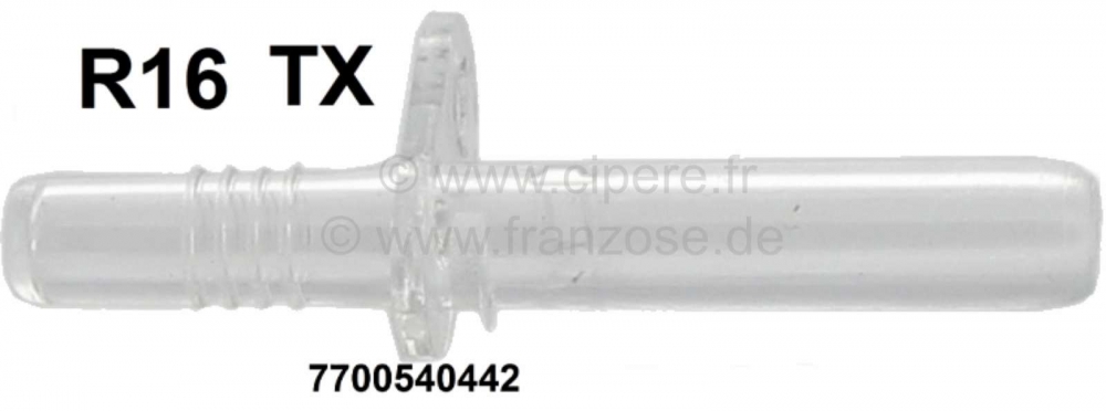 Renault - R16, deurvergrendelingspen (transparant). Geschikt voor Renault R16 TX. Per stuk. Of. Nr. 