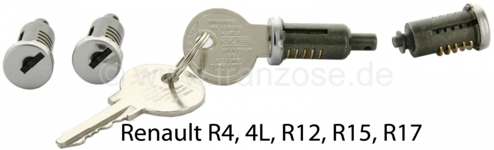 Alle - R4, slotcilinderset (4 stuks), deuren + kofferruimte. Geschikt voor Renault 4, 4L, R4, R4F