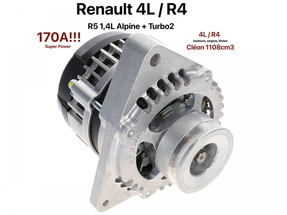 Alle - Dynamo 170A voor Renault. Geschikt voor R4 van 1984 tot 1990 1.1L (motor 688712 / C1E714) 