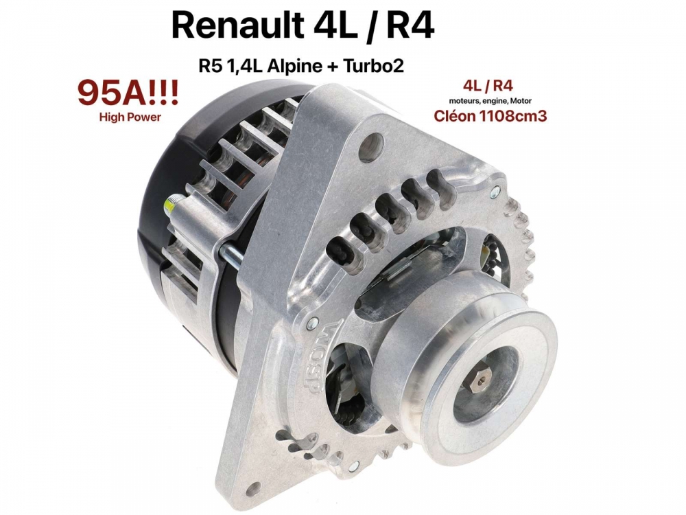 Renault - Dynamo 95A voor Renault. Geschikt voor R4 van 1984 tot 1990 1.1L (motor 688712 / C1E714) +