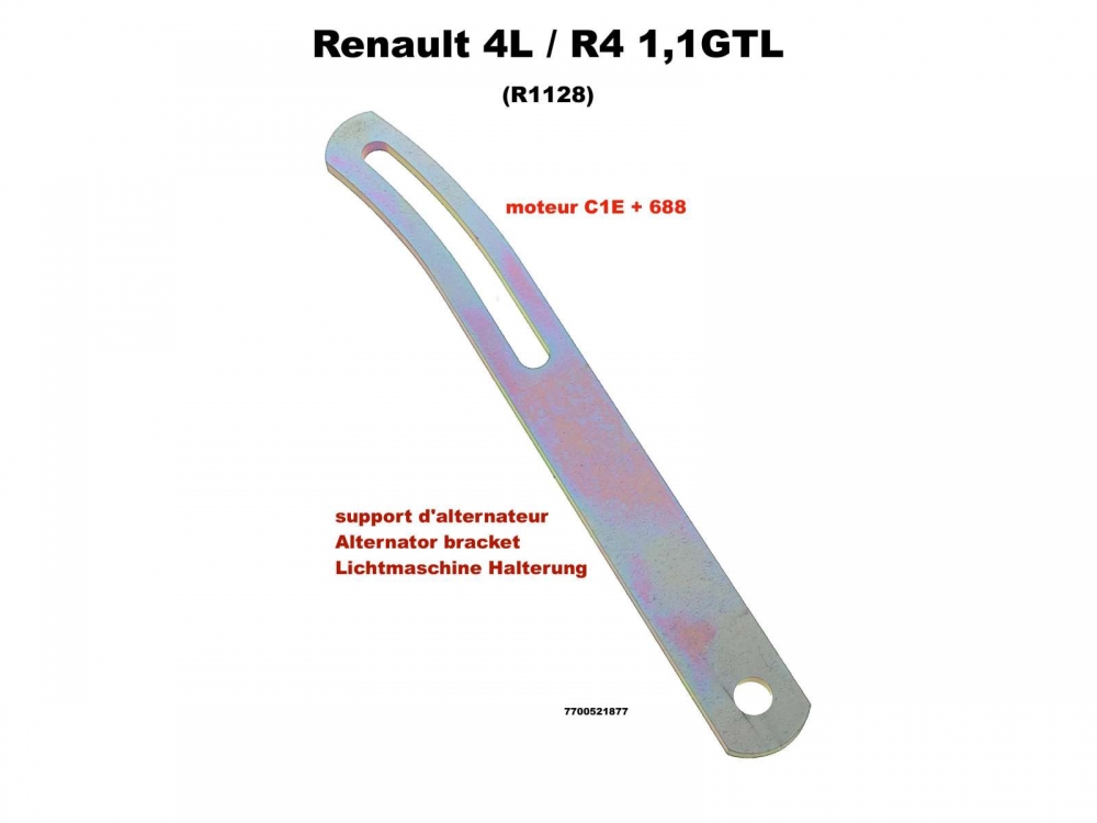 Alle - Alternatorsteun (klembeugel). Geschikt voor Renault R4 1,1GTL (R1128). Motor: C1E + 688. O