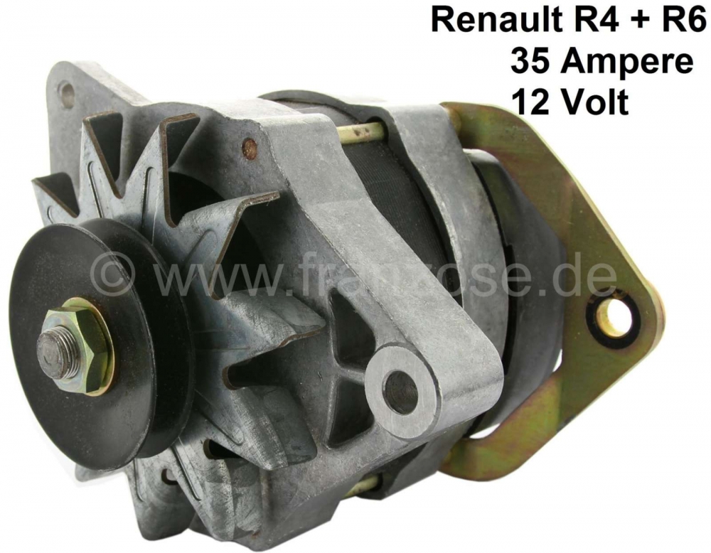 Alle - Dynamo Renault R4 + R6, met dynamoregelaar. 12 volt. 35 ampère. Inbouwpositie: 50°. Draa