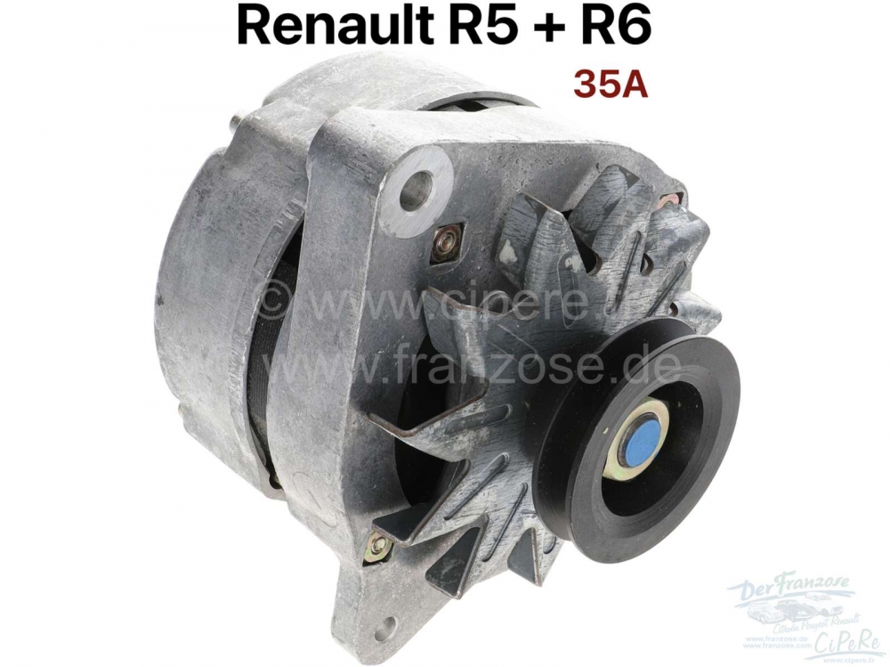 Renault - Dynamo Renault R5 + R6, zonder dynamoregelaar. 12 volt. 35 ampère. Inbouwpositie: 45°. D