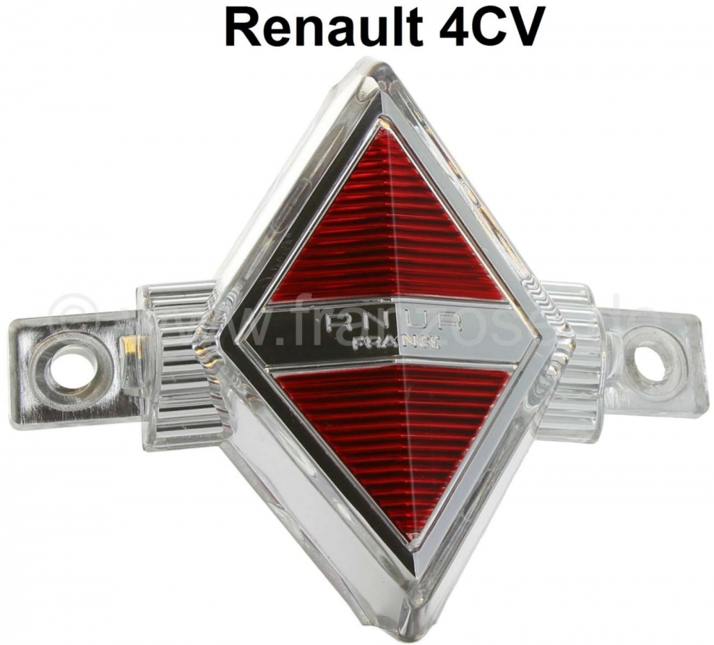 Renault - 4CV, embleem voorgrille, derde serie. Geschikt voor Renault 4CV, vanaf modeljaar 1954 (aut
