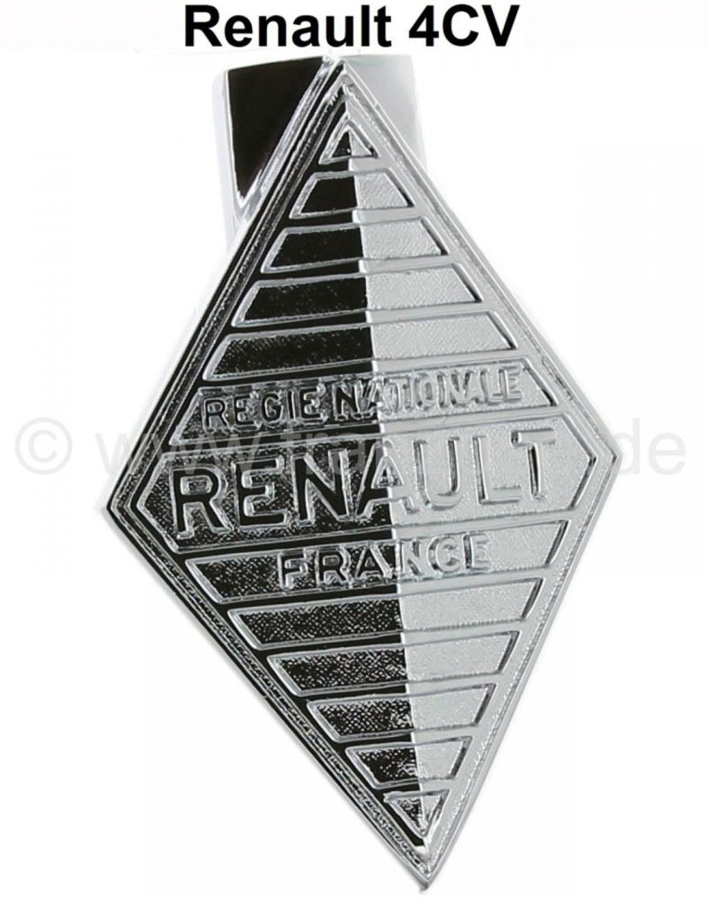 Renault - 4CV, embleem voorgrille, eerste serie. Geschikt voor Renault 4CV. Volledig gemaakt van met