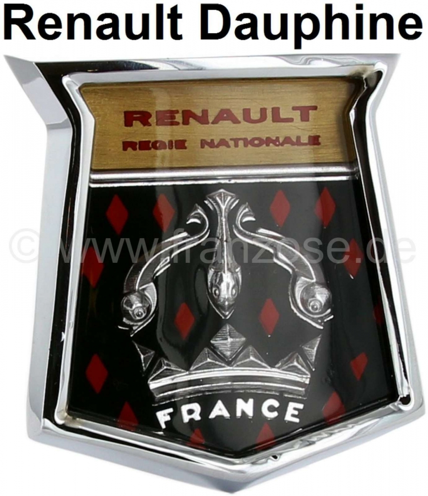 Renault - Dauphine, voorste embleem. Geschikt voor Renault Dauphine. Hoogwaardige reproductie met me
