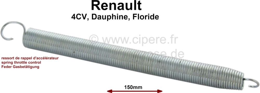 Renault - 4CV/Dauphine/Floride, retourveer voor gasklepbediening (gemonteerd tussen carburateur en u