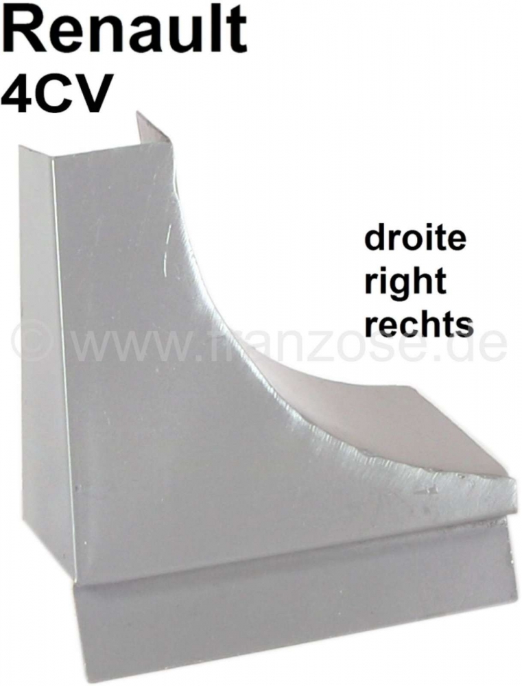Renault - 4CV, hoekplaat rechtsvoor voor de dorpel. Geschikt voor Renault 4CV.