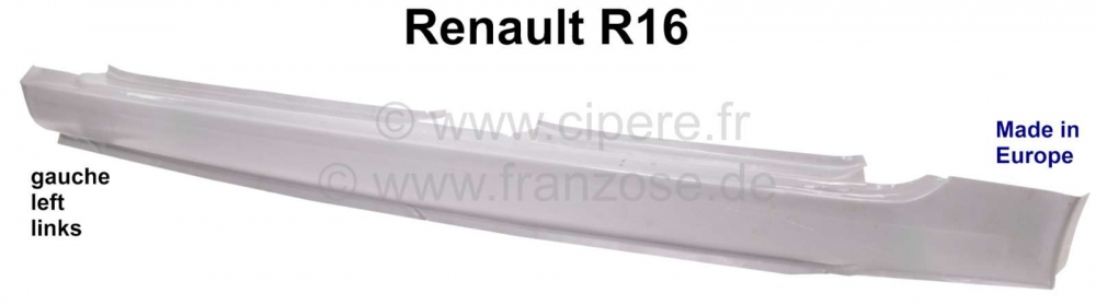 Renault - R16, dorpel reparatiepaneel, links. Geschikt voor Renault R16. Gemaakt in Europa.
