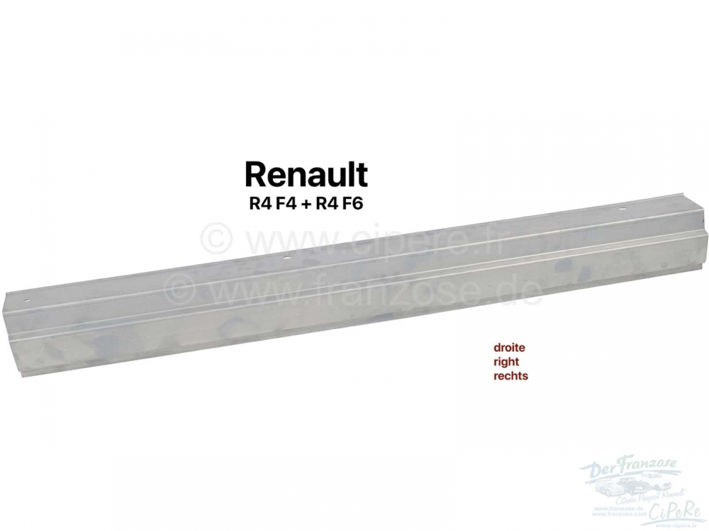 Renault - R4, dorpel reparatiepaneel, rechts (buitenkant). Geschikt voor R4 F4, R4 F6 (gesloten best