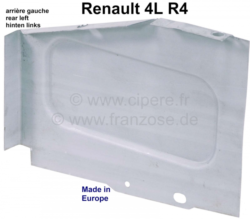 Renault - R4, sluitplaat achter links, voor de zijhek. Geschikt voor Renault R4. Gemaakt in Europa.