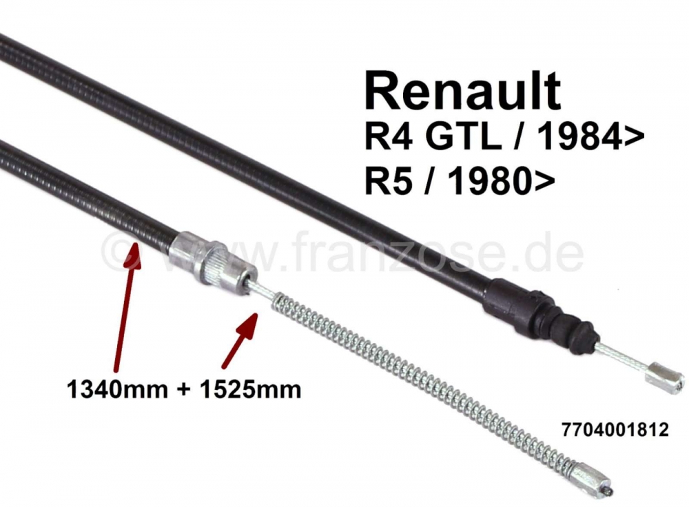 Alle - R4, handremkabel, achter links + rechts passend (per stuk). Geschikt voor Renault 4 GTL, v