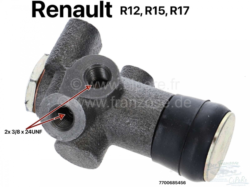 Renault - R12/ R15/ R17, remkrachtregelaar, 2 x remleidingaansluiting 3/8 x 24UNF. Geschikt voor Ren