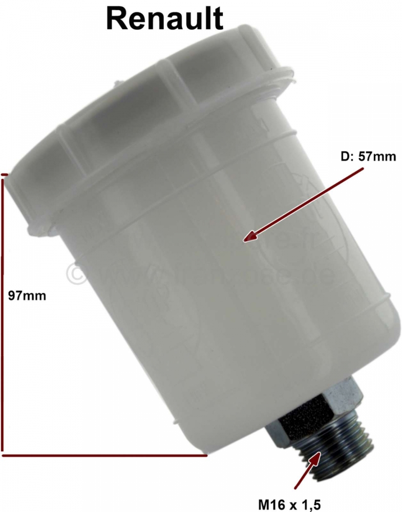 Renault - R4/achtermotor, remvloeistofreservoir met dop. Geschikt voor veel Renault-modellen. Diamet