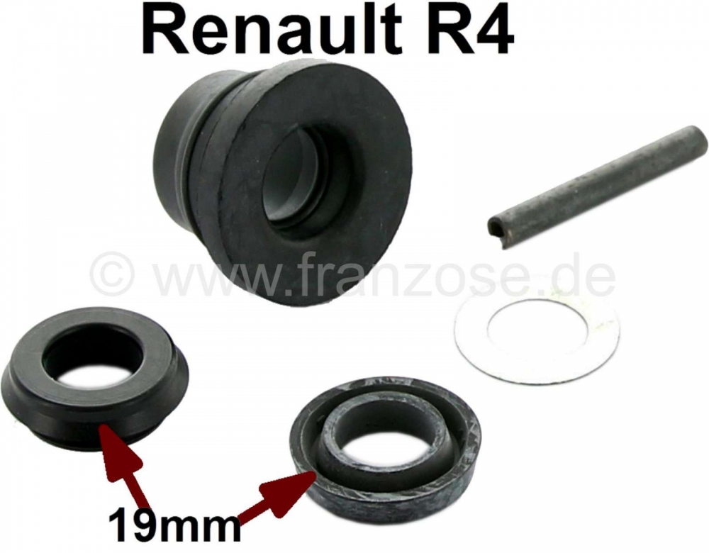 Renault - R4, afdichtingsset hoofdremcilinder (enkelvoudig remsysteem). Voor zuigerdiameter: 19mm. G