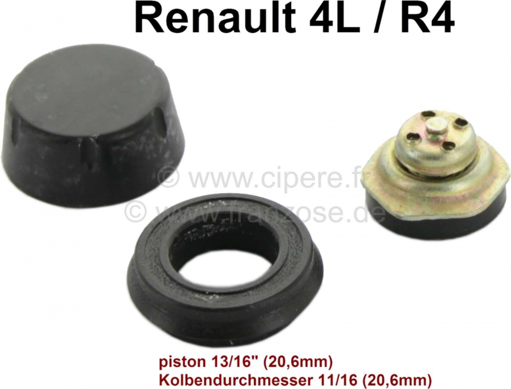Renault - R4, afdichtingsset hoofdremcilinder. Voor zuigerdiameter: 13/16 inch (Franse versie). Gesc